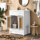 Supfirm 24" Bathroom vanity with Single Sink, White Combo Cabinet Undermount Sink, Bathroom Storage Cabinet, Solid Wood Frame, Pull-out footrest - Supfirm