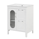 Supfirm 24" Bathroom Vanity with Sink, Bathroom Vanity Cabinet with Two Drawers and Door, Adjustable Shelf, Solid Wood and MDF, White - Supfirm