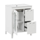 Supfirm 24" Bathroom Vanity with Sink, Bathroom Vanity Cabinet with Two Drawers and Door, Adjustable Shelf, Solid Wood and MDF, White - Supfirm