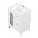 Supfirm 24" Bathroom Vanity with Sink, Bathroom Vanity Cabinet with Two Drawers and Door, Adjustable Shelf, Solid Wood and MDF, White - Supfirm