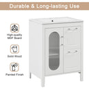 Supfirm 24" Bathroom Vanity with Sink, Bathroom Vanity Cabinet with Two Drawers and Door, Adjustable Shelf, Solid Wood and MDF, White - Supfirm