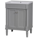 Supfirm 24'' Bathroom Vanity with Top Sink, 2-Tier Modern Bathroom Storage Cabinet, Single Sink Bathroom Vanity, Large Storage Shelves - Supfirm