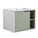 Supfirm 24'' Floating Wall-Mounted Bathroom Vanity with Ceramics Sink & Soft-Close Cabinet Door - Supfirm