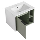 Supfirm 24'' Floating Wall-Mounted Bathroom Vanity with Ceramics Sink & Soft-Close Cabinet Door - Supfirm