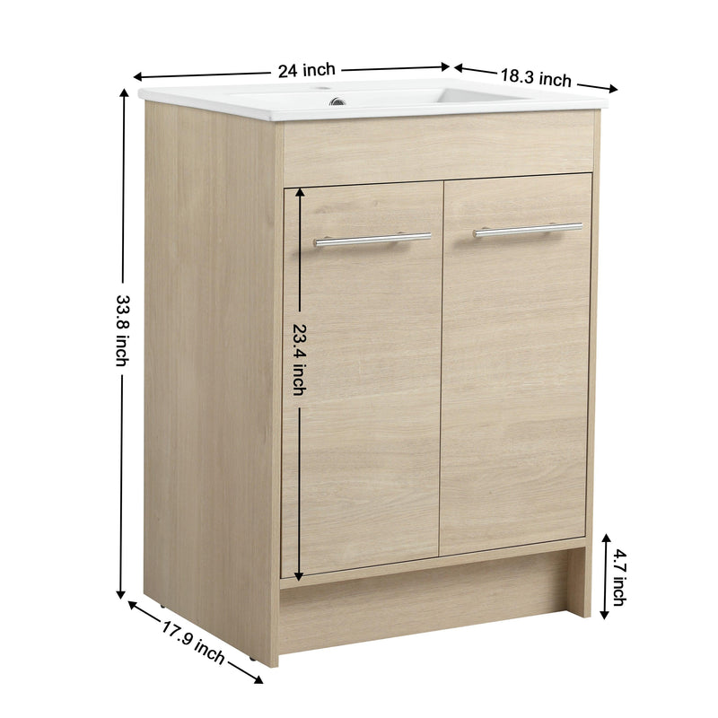 Supfirm 24 Inch Bathroom Cabinet With Sink,Soft Close Doors(KD-Packing),BVB05224PLO - Supfirm