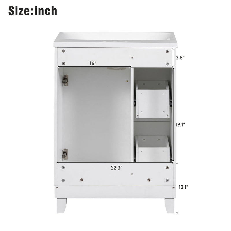 Supfirm 24-Inch Bathroom Vanity Cabinet with Resin Integrated Sink, 2 Drawers, 1 Door – Easy to Clean, Ample Storage Space - Supfirm