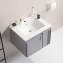 Supfirm 24' Stylish Aluminum Wall Mounted Bathroom Vanity with White sink,Asymmetric chic Soft Close Cabinet Doors, Aluminium,Excluding faucets,Grey - Supfirm