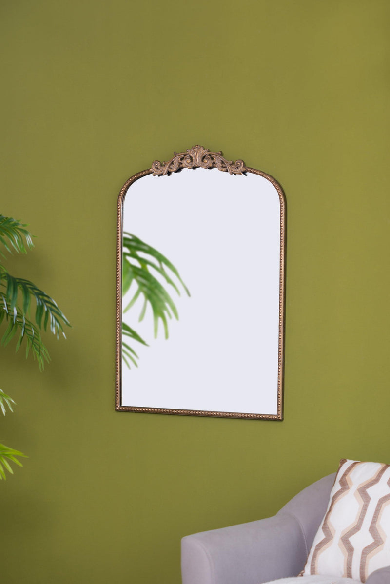 Supfirm 24" x 36" Gold Arch Mirror, Baroque Inspired Wall Decor for Bathroom Bedroom Living Room - Supfirm