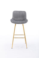 26 Inch Set of 2 Bar Stools,with Chrome Footrest Velvet Fabric Counter Stool Golden Leg Simple Bar Stool, Kitchen Island Seats, GRAY - Supfirm