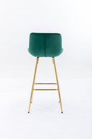 26 Inch Set of 2 Bar Stools,with Chrome Footrest Velvet Fabric Counter Stool Golden Leg Simple Bar Stool, Kitchen Island Seats, GREEN - Supfirm