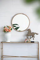 Supfirm 28" Round Wood Mirror, Wall Mounted Mirror Home Decor for Bathroom Living Room - Supfirm