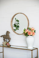 Supfirm 28" Round Wood Mirror, Wall Mounted Mirror Home Decor for Bathroom Living Room - Supfirm
