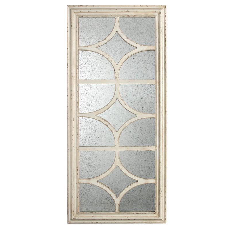 Supfirm 28"x59" Glister Rectangular Wall Mirror with Distressed White Frame with Decorative Window Look, Vertical or Horizontal - Supfirm