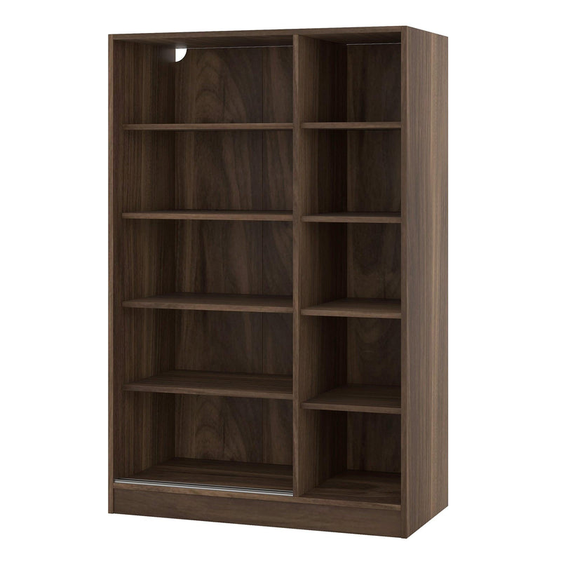 3-Door Shutter Wardrobe with shelves, Walnut - Supfirm