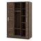 3-Door Shutter Wardrobe with shelves, Walnut - Supfirm