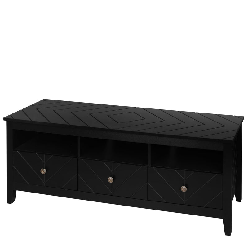 3 drawer TV stand,mid-Century Modern Style,Entertainment Center with Storage, Media Console for Living Room - Supfirm