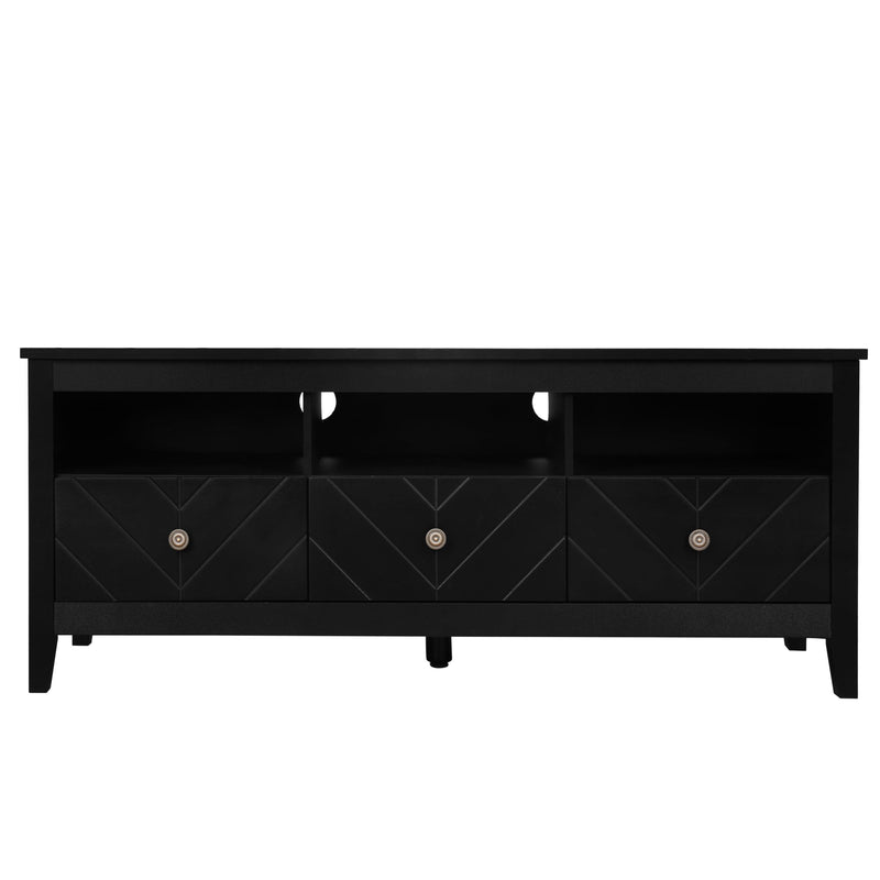 3 drawer TV stand,mid-Century Modern Style,Entertainment Center with Storage, Media Console for Living Room - Supfirm