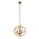 3- Light Farmhouse Chandelier, Rope Chandelier Globe Hanging Light Fixture with with Adjustable Chain for Kitchen Dining Room Foyer Entryway, Bulb Not Included - Supfirm