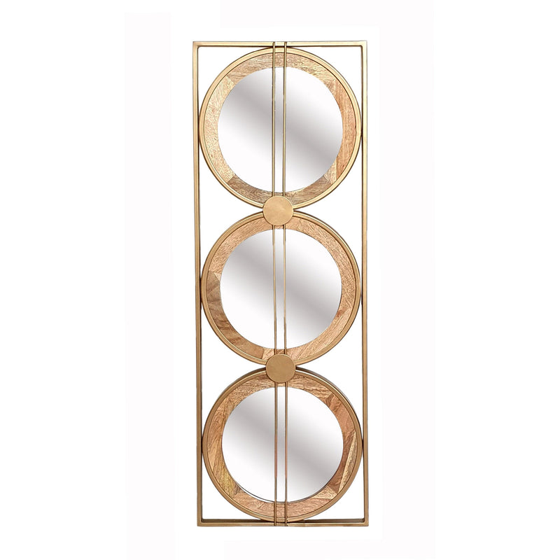 Supfirm 3 Mirror Piece Wall Mirror in Gold Rectangular Frame, Home Wall Decor for Bedroom Living Room, 40"x14" - Supfirm