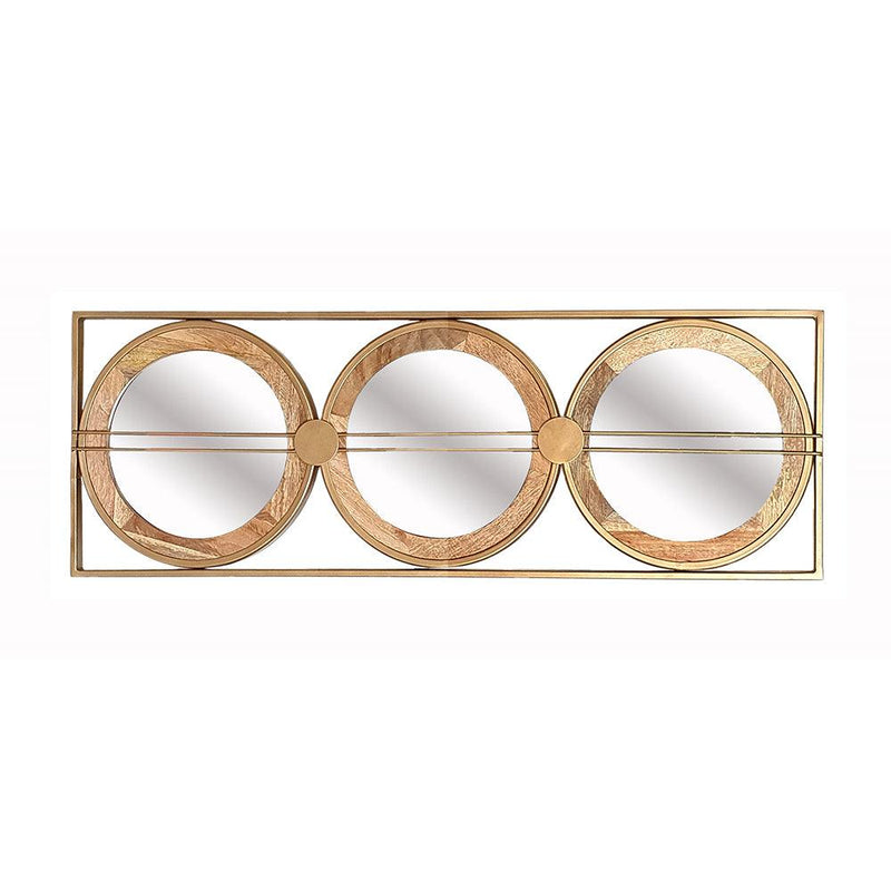 Supfirm 3 Mirror Piece Wall Mirror in Gold Rectangular Frame, Home Wall Decor for Bedroom Living Room, 40"x14" - Supfirm