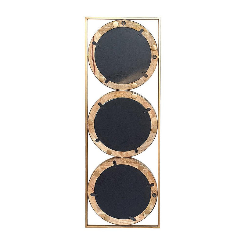 Supfirm 3 Mirror Piece Wall Mirror in Gold Rectangular Frame, Home Wall Decor for Bedroom Living Room, 40"x14" - Supfirm