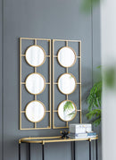 Supfirm 3 Mirror Piece Wall Mirror in Gold Rectangular Frame, Home Wall Decor for Bedroom Living Room, 43"x16" - Supfirm