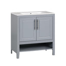 Supfirm 30" Bathroom Vanity with Sink, Multi-functional Bathroom Cabinet with Doors and Drawers, Solid Frame and MDF Board, Grey - Supfirm