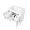 Supfirm 30" Bathroom Vanity with Sink, Multi-functional Bathroom Cabinet with Doors and Drawers, Solid Frame and MDF Board, White - Supfirm