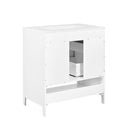 Supfirm 30" Bathroom Vanity with Sink, Multi-functional Bathroom Cabinet with Doors and Drawers, Solid Frame and MDF Board, White - Supfirm