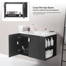 Supfirm 30" Bathroom Vanity with Sink,with two Doors Cabinet Bathroom Vanity Set with Side right Open Storage Shelf,Solid Wood,Excluding faucets,Black - Supfirm