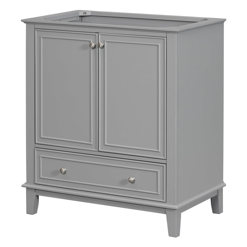 Supfirm 30" Bathroom Vanity without Sink, Base Only, Multi-functional Bathroom Cabinet with Doors and Drawer, Solid Frame and MDF Board, Grey - Supfirm