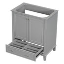 Supfirm 30" Bathroom Vanity without Sink, Base Only, Multi-functional Bathroom Cabinet with Doors and Drawer, Solid Frame and MDF Board, Grey - Supfirm