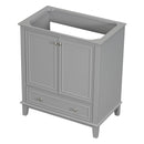 Supfirm 30" Bathroom Vanity without Sink, Base Only, Multi-functional Bathroom Cabinet with Doors and Drawer, Solid Frame and MDF Board, Grey - Supfirm