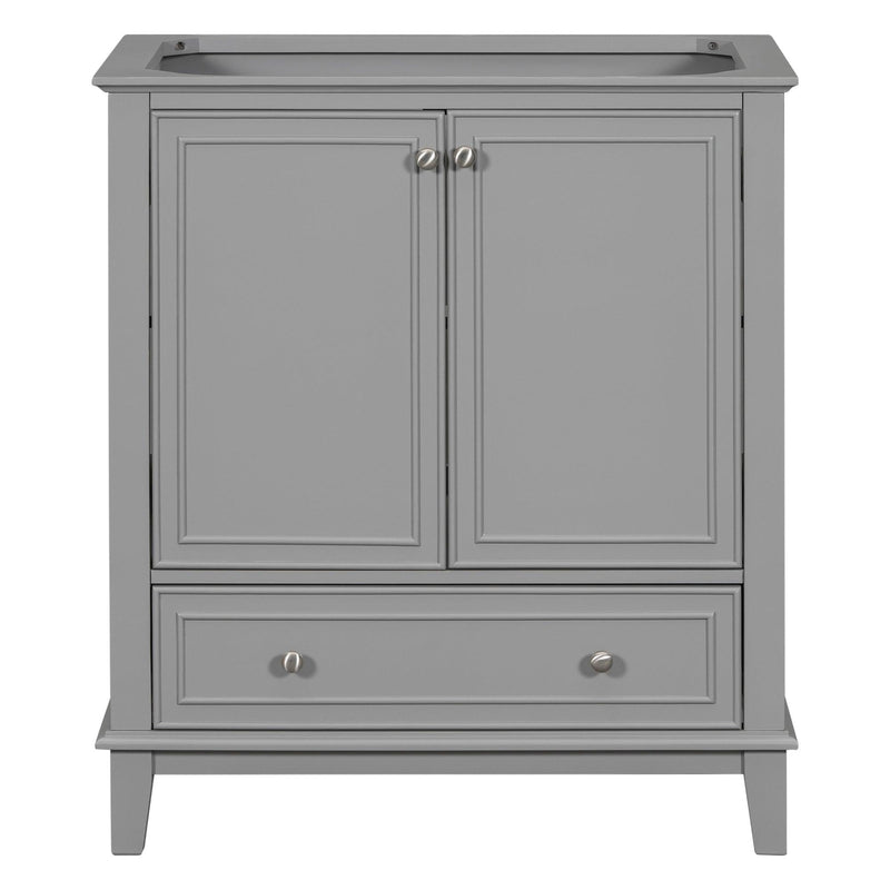 Supfirm 30" Bathroom Vanity without Sink, Base Only, Multi-functional Bathroom Cabinet with Doors and Drawer, Solid Frame and MDF Board, Grey - Supfirm