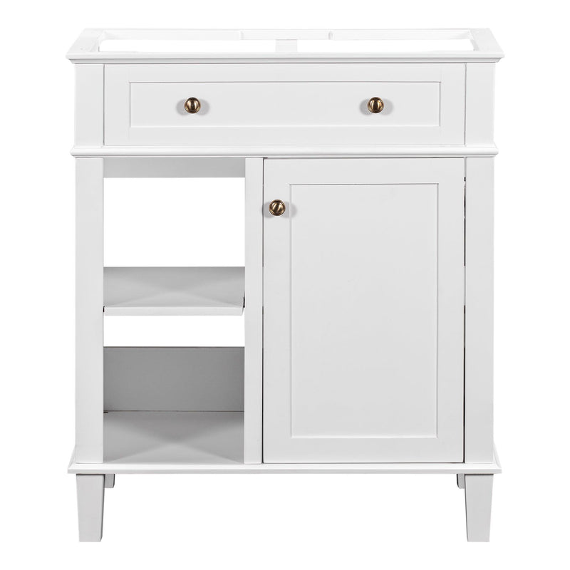 Supfirm 30" Bathroom Vanity without Sink, Bathroom Cabinet Base Only, Solid Wood and MDF Boards, White - Supfirm