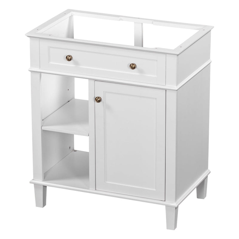 Supfirm 30" Bathroom Vanity without Sink, Bathroom Cabinet Base Only, Solid Wood and MDF Boards, White - Supfirm