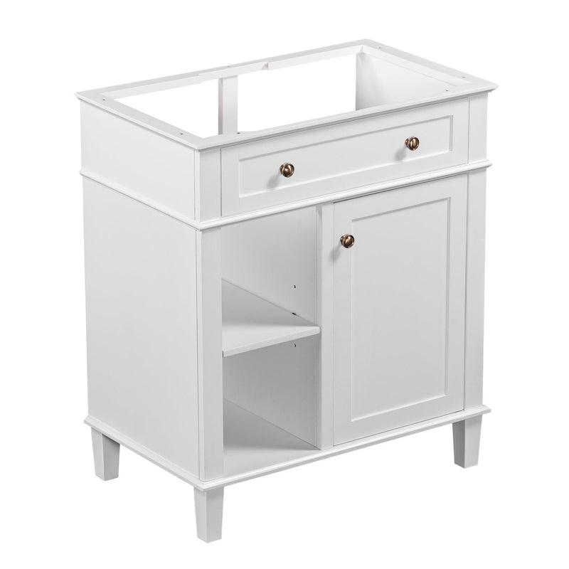 Supfirm 30" Bathroom Vanity without Sink, Bathroom Cabinet Base Only, Solid Wood and MDF Boards, White - Supfirm