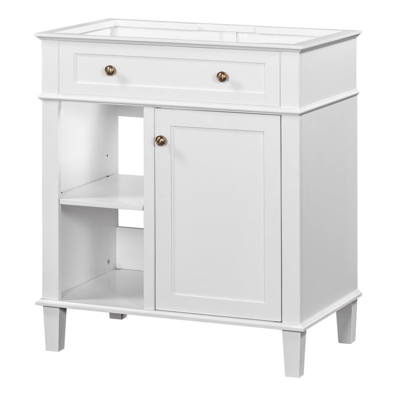 Supfirm 30" Bathroom Vanity without Sink, Bathroom Cabinet Base Only, Solid Wood and MDF Boards, White - Supfirm