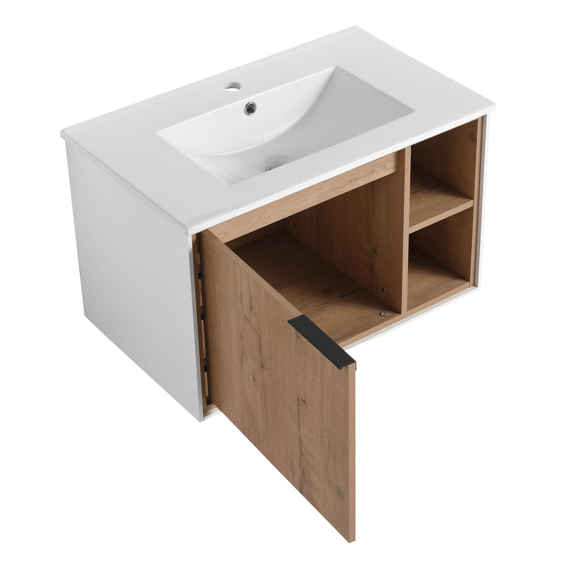 Supfirm 30'' Floating Wall-Mounted Bathroom Vanity with Ceramics Sink & Soft-Close Cabinet Door - Supfirm