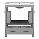 Supfirm 30" Grey Bathroom Vanity with Single Sink, Combo Cabinet Undermount Sink, Bathroom Storage Cabinet with 2 Doors and a Drawer, Soft Closing, Multifunctional Storage, Solid Wood Frame - Supfirm