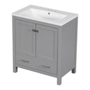 Supfirm 30" Grey Bathroom Vanity with Single Sink, Combo Cabinet Undermount Sink, Bathroom Storage Cabinet with 2 Doors and a Drawer, Soft Closing, Multifunctional Storage, Solid Wood Frame - Supfirm