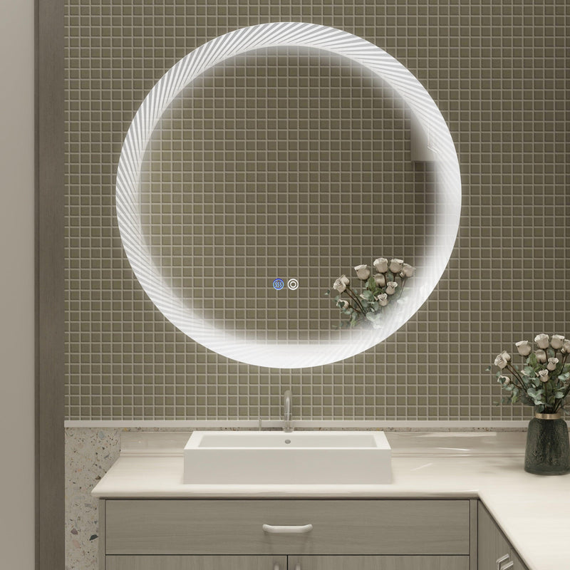 Supfirm 30 Inch LED Mirror, Wall-Mounted Vanity Mirrors, Bathroom Anti-Fog Mirror, Dimmable Bathroom Mirror - Supfirm