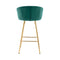 30 Inch Set of 2 Bar Stools,with Chrome Footrest and Base Velvet + Golden Leg Simple Bar Stool, Kitchen Island Seats, GREEN - Supfirm