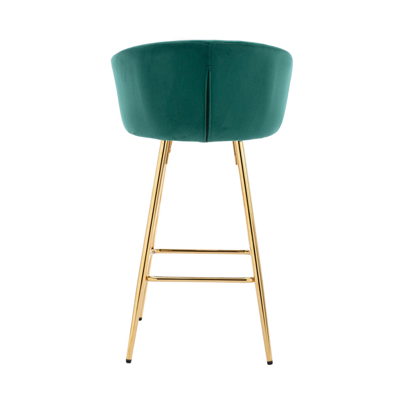 30 Inch Set of 2 Bar Stools,with Chrome Footrest and Base Velvet + Golden Leg Simple Bar Stool, Kitchen Island Seats, GREEN - Supfirm