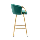 30 Inch Set of 2 Bar Stools,with Chrome Footrest and Base Velvet + Golden Leg Simple Bar Stool, Kitchen Island Seats, GREEN - Supfirm