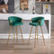 30 Inch Set of 2 Bar Stools,with Chrome Footrest and Base Velvet + Golden Leg Simple Bar Stool, Kitchen Island Seats, GREEN - Supfirm