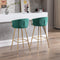 30 Inch Set of 2 Bar Stools,with Chrome Footrest and Base Velvet + Golden Leg Simple Bar Stool, Kitchen Island Seats, GREEN - Supfirm