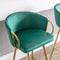 30 Inch Set of 2 Bar Stools,with Chrome Footrest and Base Velvet + Golden Leg Simple Bar Stool, Kitchen Island Seats, GREEN - Supfirm