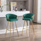 30 Inch Set of 2 Bar Stools,with Chrome Footrest and Base Velvet + Golden Leg Simple Bar Stool, Kitchen Island Seats, GREEN - Supfirm