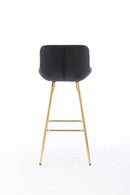 30 inch Set of 2 Bar Stools,with Chrome Footrest Velvet Fabric Counter Stool Golden Leg Simple High Bar Stool, Kitchen Island Seats, black - Supfirm